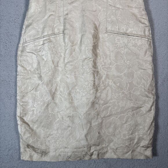 Vintage Geary Roark Kamisato Halter Dress Women's Size 12 Linen Blend Champagne - Picture 4 of 16
